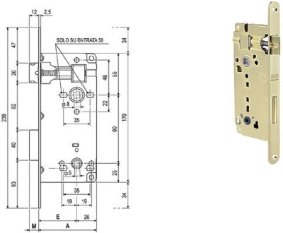 SERRATURE AGB PATENT GRANDE PER BAGNO ART.595 AGB